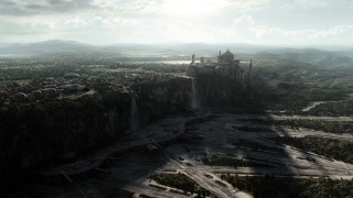 Castle city waterfall scenery landscape - a large city free wallpaper