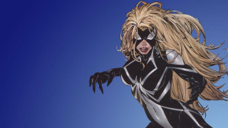 Woman black white outfit blonde - op art free wallpaper for desktop