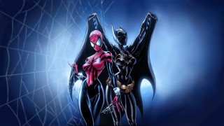 Superheroes couple spider man background - comic cover art free wallpaper