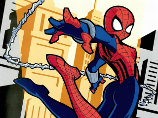 Spider man hanging chain cartoon - a spider man free wallpaper