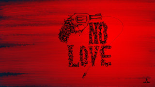 Red background gun no love - a black outline free wallpaper