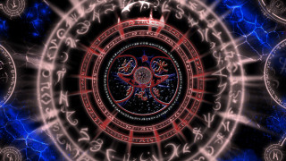 Zodiac circle lightning background blue - occult free wallpaper