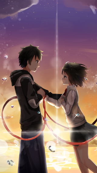 Couple standing ring fire stars - near free wallpaper for mobile