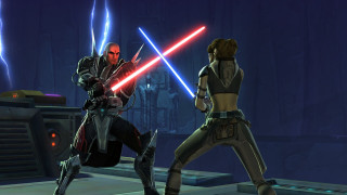 Lightsaber battle video game characters - a blue light free wallpaper