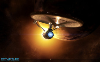 Spaceship flying bright light planet - a space ship free wallpaper for desktop