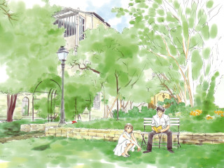 Man woman bench park tree 3 - plein air free wallpaper for desktop