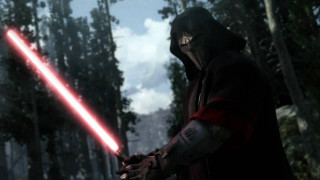 Man dark suit light saber 2 - the background and a sky in the background free wallpaper for desktop