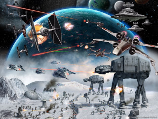 Star wars vehicles people planet - scene free wallpaper for desktop