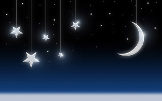 Night scene stars crescent moon - a night scene free wallpaper