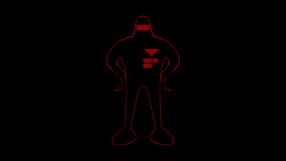 Red silhouette man red triangle - his chest free wallpaper