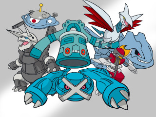 Cartoon characters group robot center - mecha free wallpaper