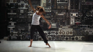 Woman dancing radio equipment studio - a studio setting free wallpaper