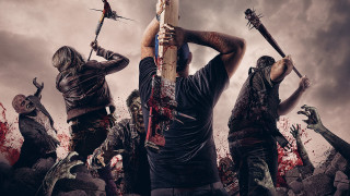 Zombies sword cloudy sky blood - a group of zombies free wallpaper