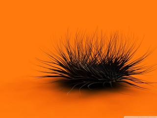 Black object long hair orange - ultra realistic digital art free wallpaper