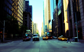 City street cars buses tall - city free wallpaper