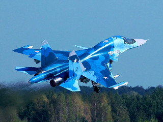 Blue fighter jet flying trees - a sky background and trees free wallpaper