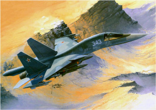 Fighterjet mountain sky clouds oilpainting - oil painting free wallpaper
