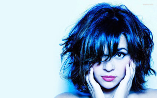 Woman blue hair pink lipstick - charly amani free wallpaper