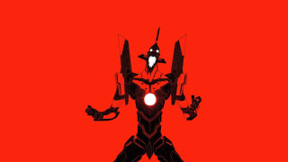 Stylized robot red background black 2 - zdarsky free wallpaper
