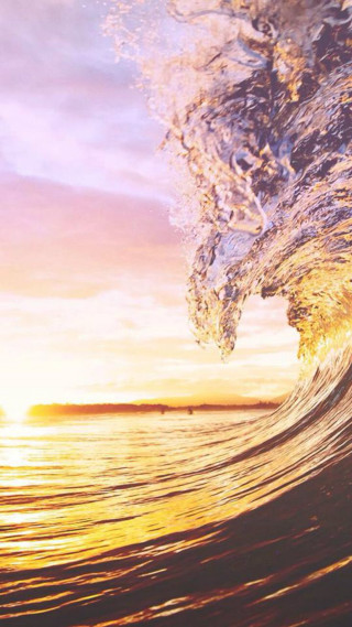 Breaking wave ocean sunset sunrise 5 - a wave free wallpaper for mobile