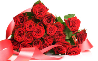 Romantic roses bouquet pink ribbon - red rose free wallpaper for desktop