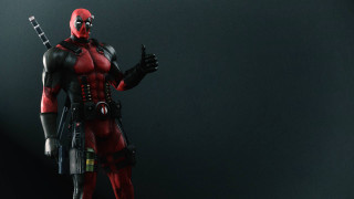 Deadpool gun pointing action character - his free wallpaper