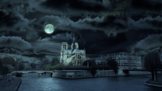 Castle river full moon clouds - didier mouron free wallpaper for desktop