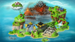 Fantasy island dragon creatures cartoon - cloud and water free wallpaper
