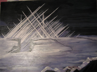 Person walking snow field night - white line free wallpaper