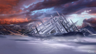 Tall white structures snow cloudy - matte painting concept art free wallpaper for desktop