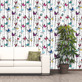 White couch butterflies potted plant - front of a wall free wallpaper