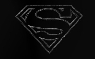 Black white superman logo outline - vfx free wallpaper for desktop