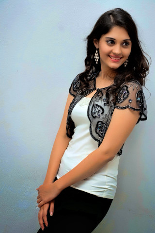 Woman white top black pants - a blue wall free wallpaper for mobile