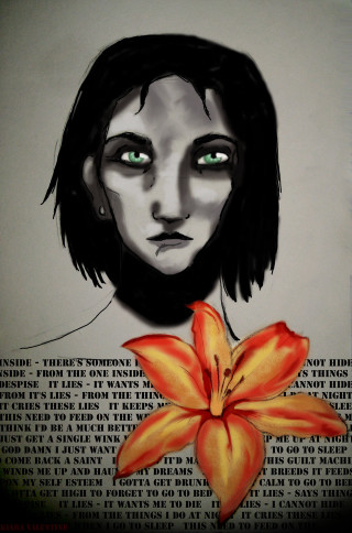 Woman flower poem drawing art - nothing free wallpaper