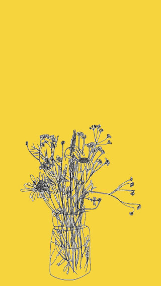 Vase of flowers yellow background - a screenprint free wallpaper for mobile