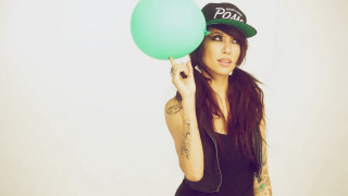 Woman greenballoon blackhat whitebackground tattoo - a tattoo free wallpaper for desktop