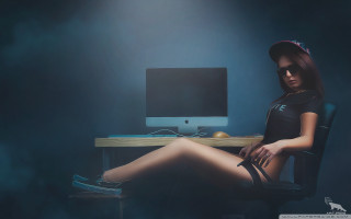 Woman sitting chair legs crossed 4 - a chair free wallpaper