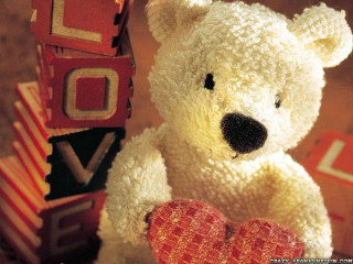 White teddy bear heart love - a red box free wallpaper