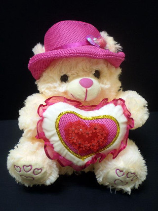 Teddy bear heart pink hat - its head free wallpaper for mobile