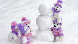 Stuffed animals snowman snow background - claire hummel free wallpaper