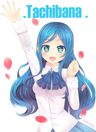 Girl blue hair white shirt 7 - right free wallpaper for mobile