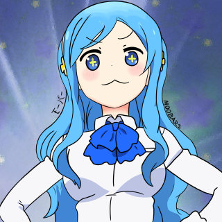 Cartoon girl blue hair bow - ayo free wallpaper