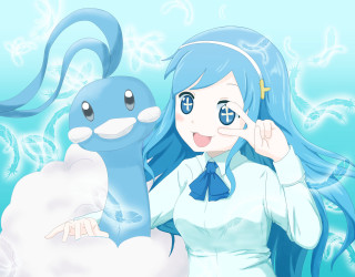 Girl blue hair dolphin blue - behind her free wallpaper