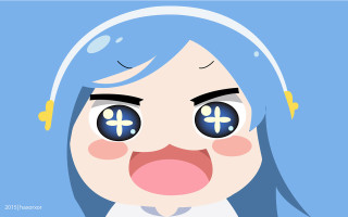 Cartoon girl blue hair wig - a cross free wallpaper for desktop