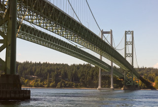 Bridge water forest boat scenery - a bridge over a body of water free wallpaper