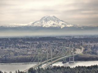 Bridge river mountain background running - a mountain in the background and a river free wallpaper