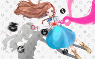 Girl flying long hair ball - a pink ribbon free wallpaper for desktop