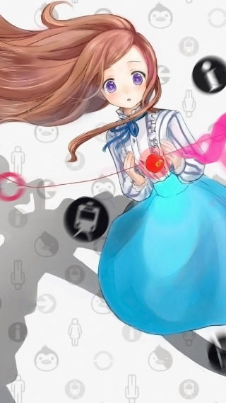 Girl long hair holding ball - net art free wallpaper for mobile