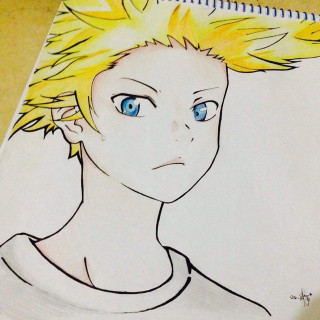 Boy yellow hair blue eyes - a drawing of a boy free wallpaper