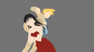 Man redshirt skateboard woman yellowhair - his hand and a woman free wallpaper